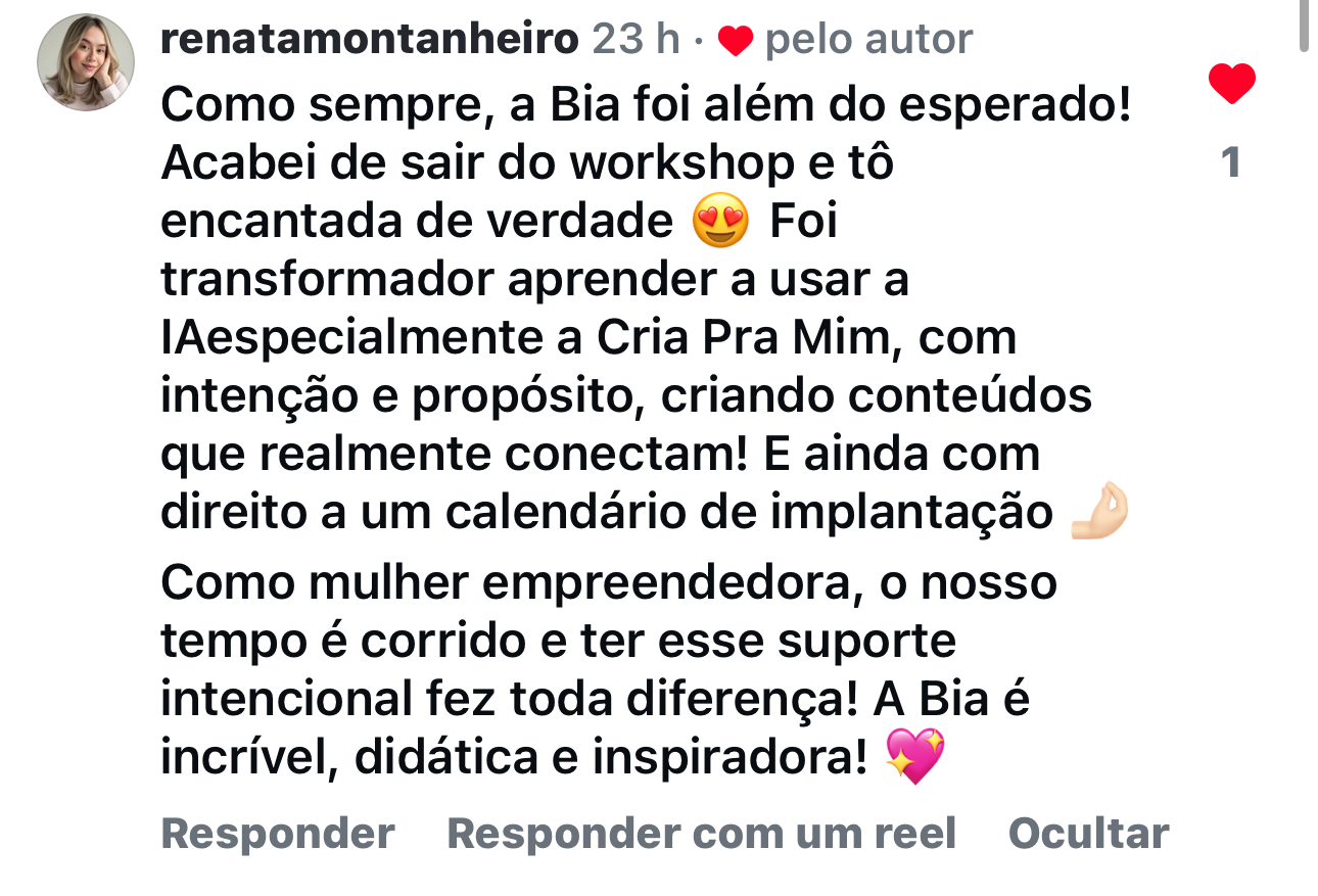 Depoimento de aluna sobre velocidade de produção de conteúdo com Claude